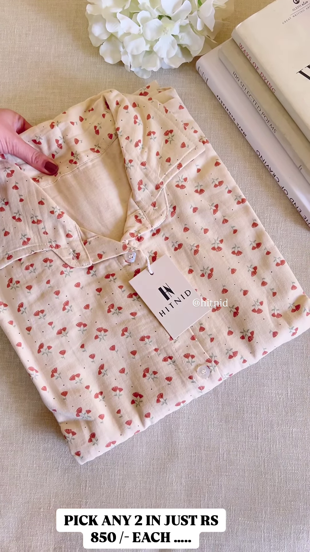 Soft Cotton Strawberry Print Nightwear Shirt - Image 3