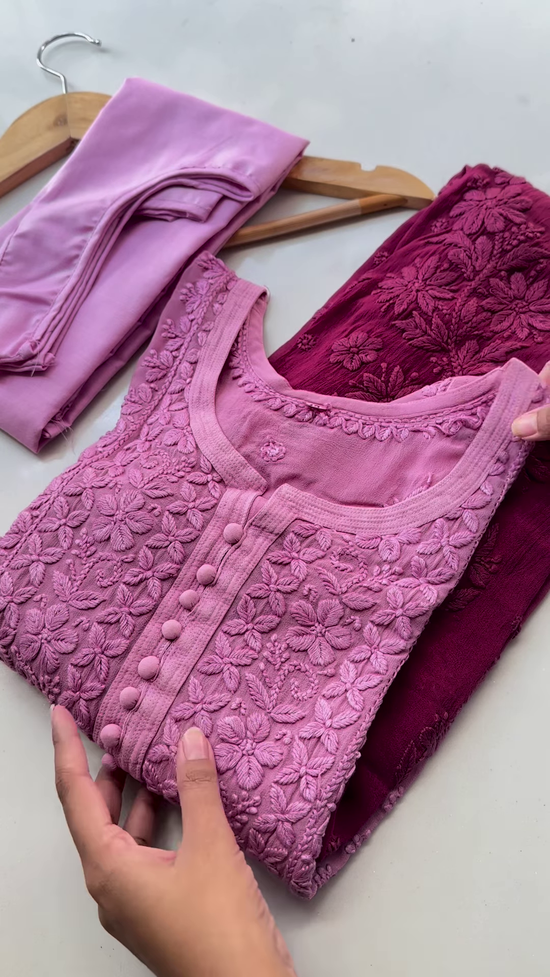 Peach Ombre Chikankari Kurta Set – Elegant & Graceful