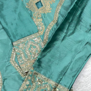 Royal Blue Heavy Embroidered Silk Suit