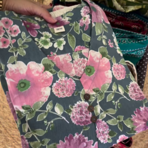 Elegant Purple Hand-Block Printed Cotton Kurta