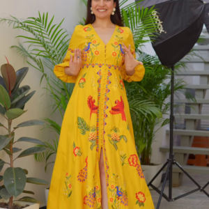 Tropical Bliss Pineapple Embroidered Halter Dress