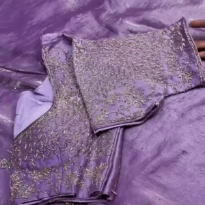 Multi Color Elegance Hand-Embroidered Organza Saree