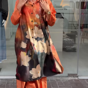 Elegant Floral Printed Satin Co-ord Set