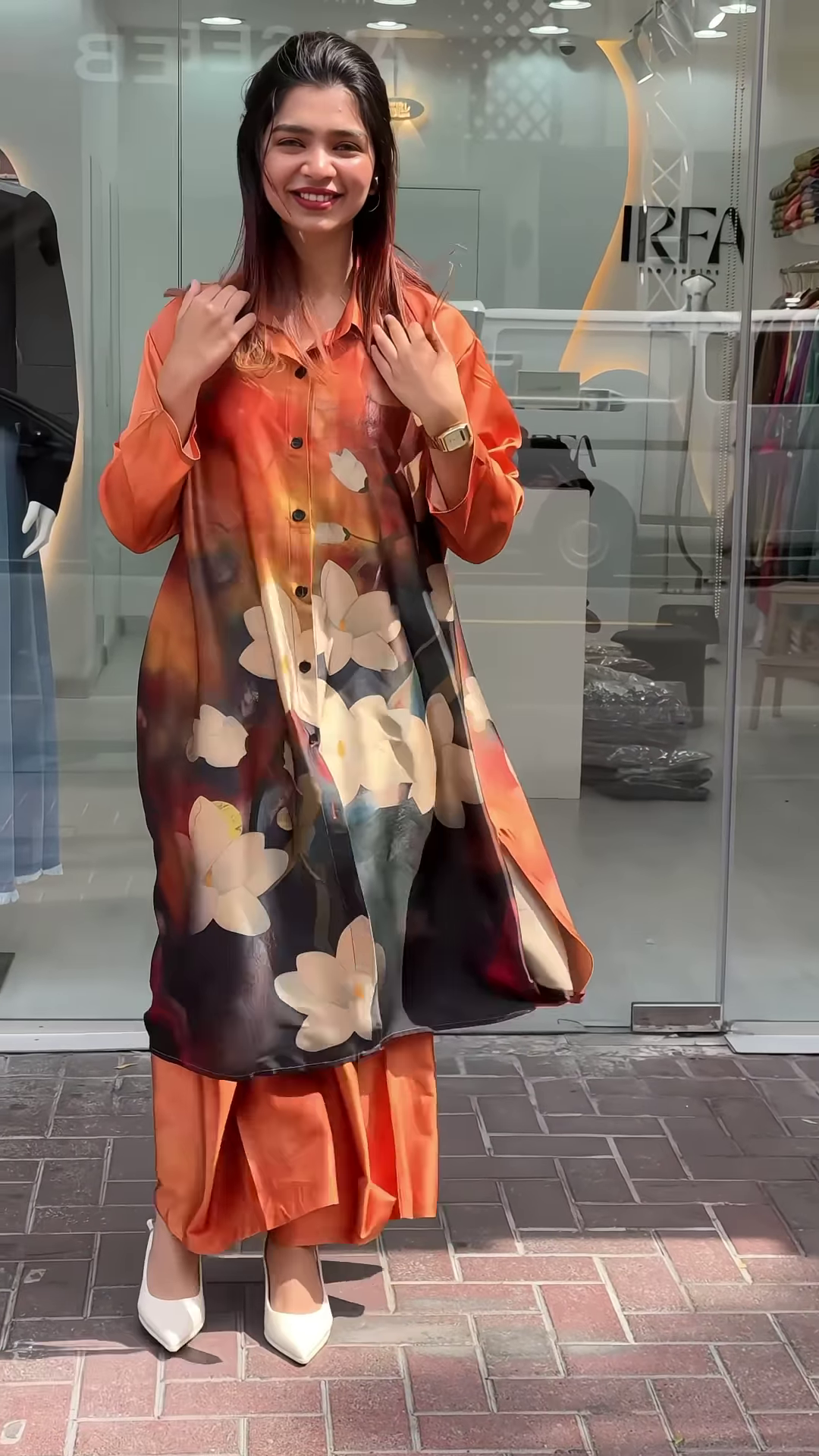 Elegant Floral Printed Satin Co-ord Set