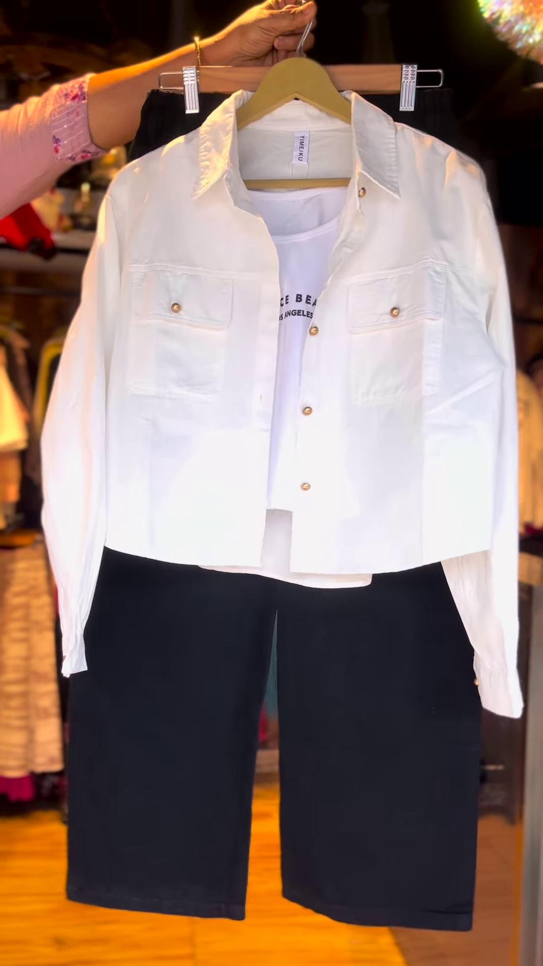 π€π€ Monochrome Street Style Co-Ord Set β Shirt, Tee & Wide-Leg Pants (3-Piece Set)