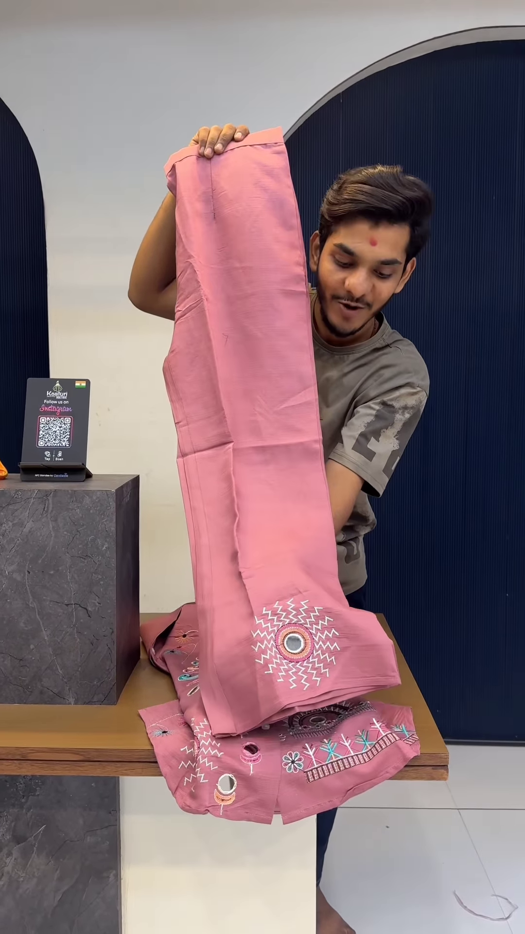 Boho Bloom: Embroidered Mirror Work Shirt Kurti - Image 2