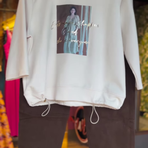 Graphic Muse: Cream Sweatshirt & Cocoa Pants Co-Ord Set