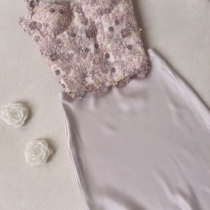 Petal Pink Sequin Embellished Corset Gown