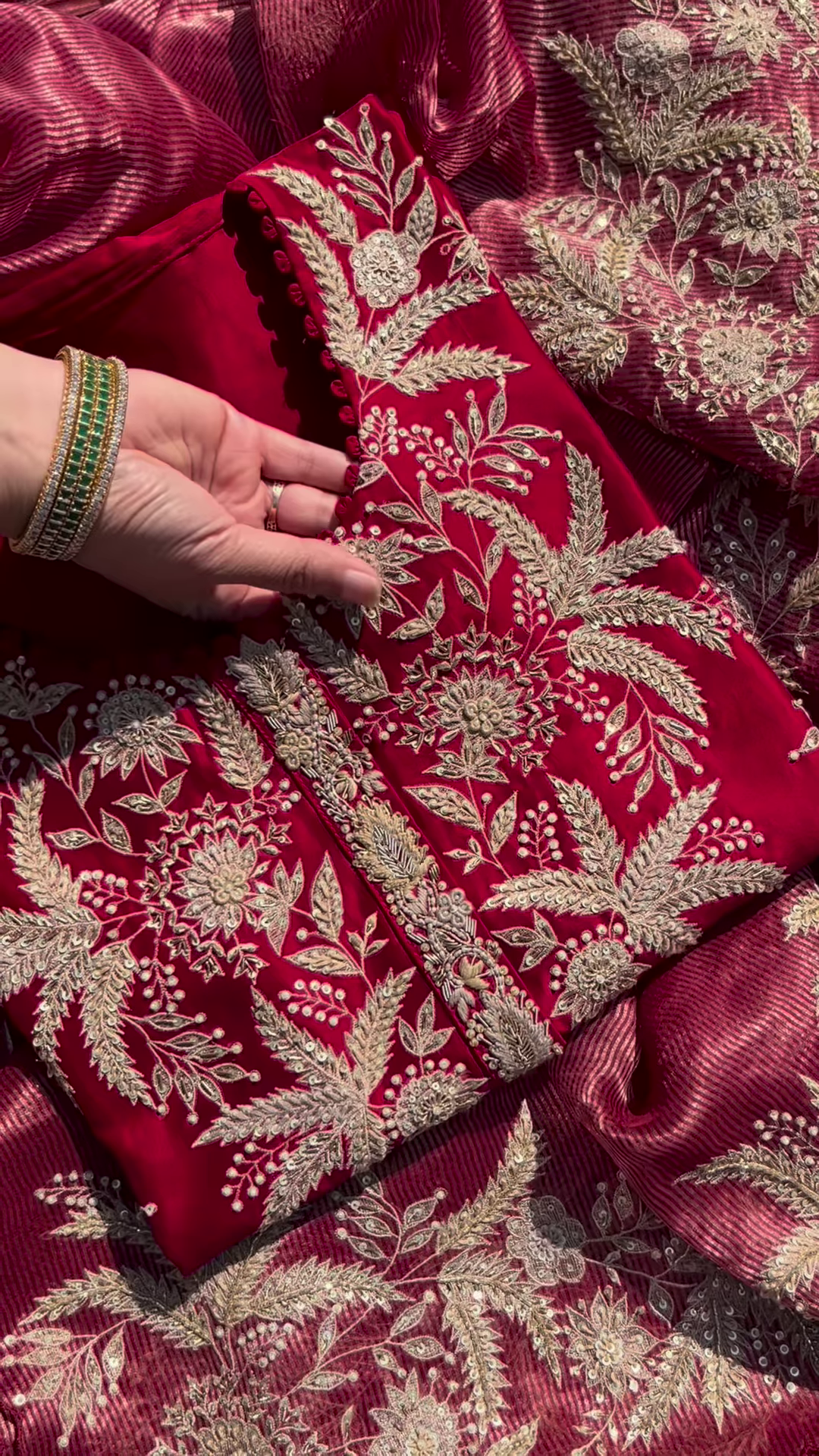 Crimson Zari Embroidered Unstitched Suit Set - Image 2