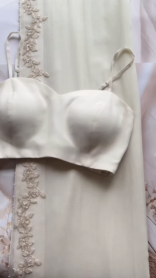 Ivory Embroidered Cape Jacket with Matching Dress - Image 3