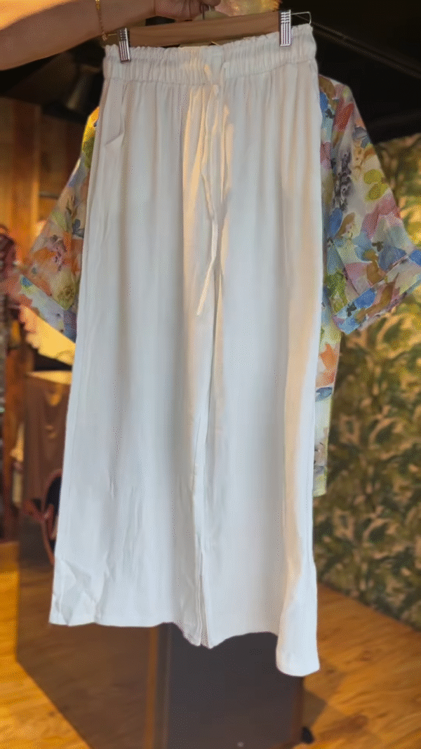 🌸 Pastel Floral Co-Ord Set – Breezy Shirt & White Trousers (2-Piece Set) - Image 2