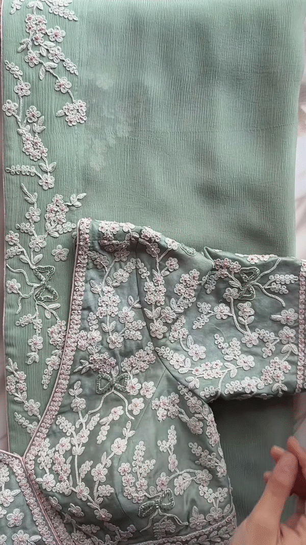Mint Elegance Embroidered Suit Set