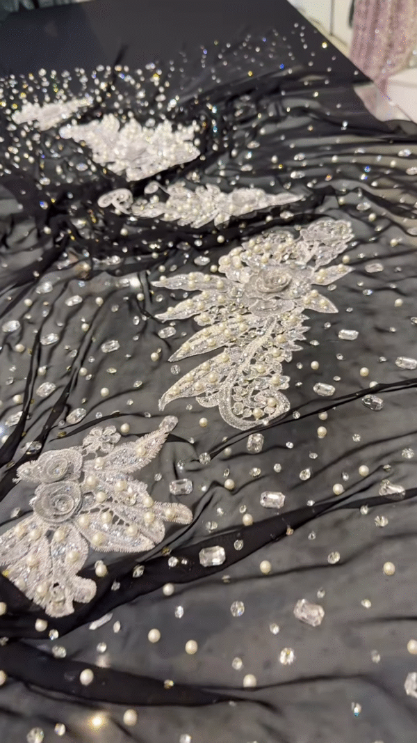 Midnight Elegance Black Embellished Saree