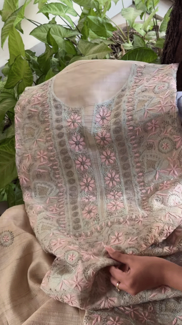 Blush Petal Beige Hand-Embroidered Suit Set