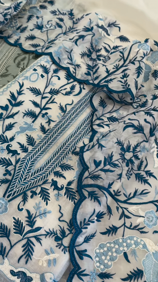 Embroidered Botanical Garden Unstitched Suit Fabric - Image 2