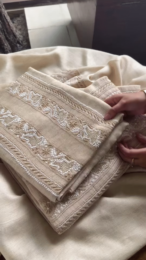 Ivory Embroidered Linen Blend Unstitched Suit Set