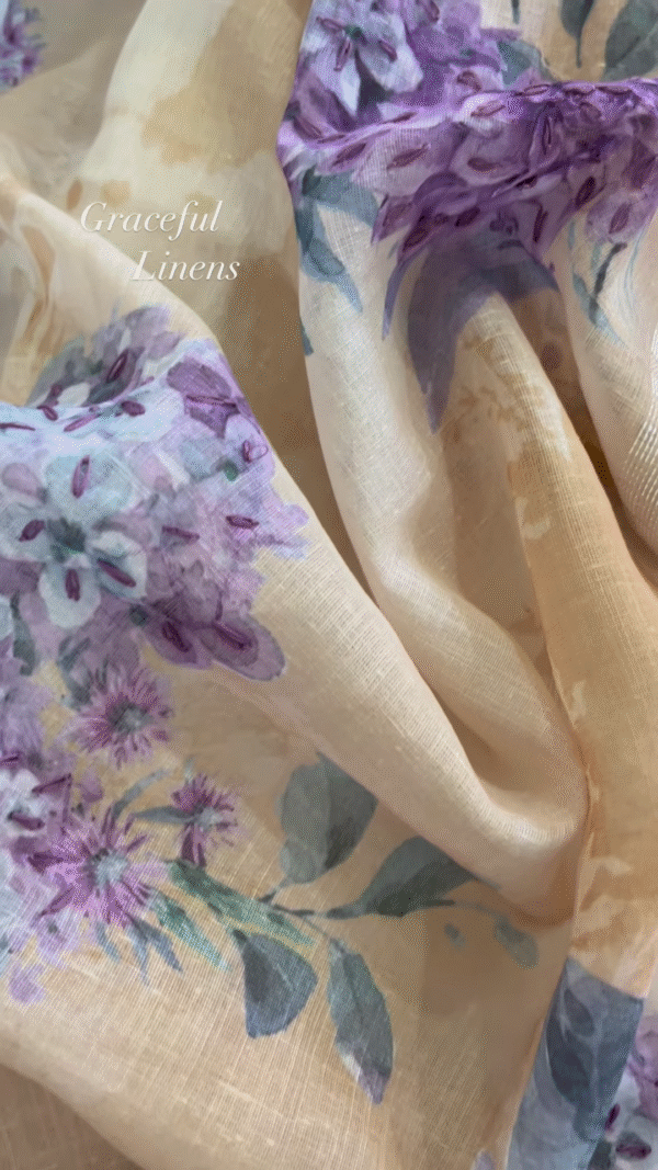 Pastel Floral Embroidered Linen Blend Unstitched Suit Set Duo - Image 3