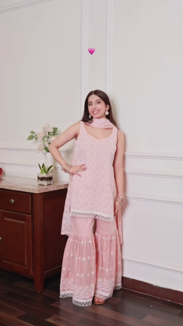 Royal Purple Embroidered Sharara Set – Timeless Elegance - Image 2