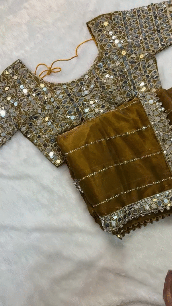 Golden Mirror-Work Lehenga Set