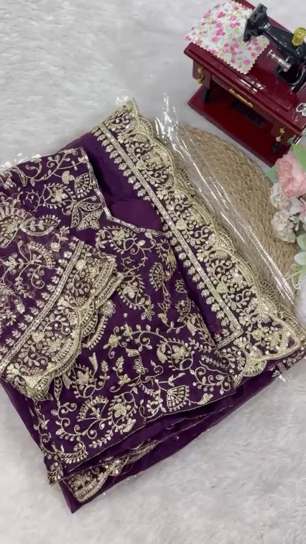 Royal Purple Heavy Embroidered Suit