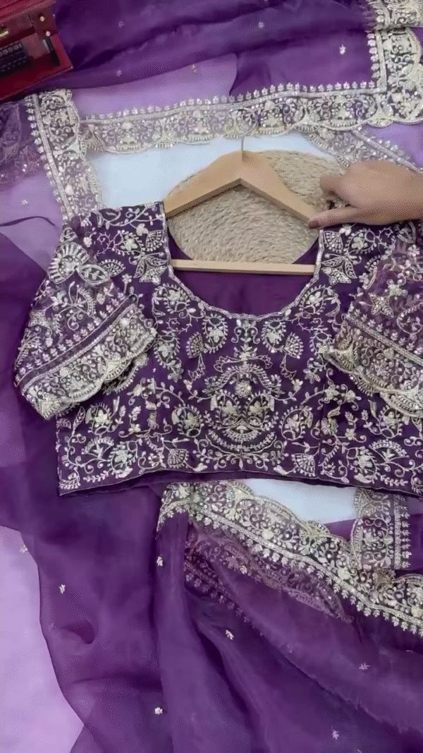 Royal Purple Heavy Embroidered Suit - Image 2