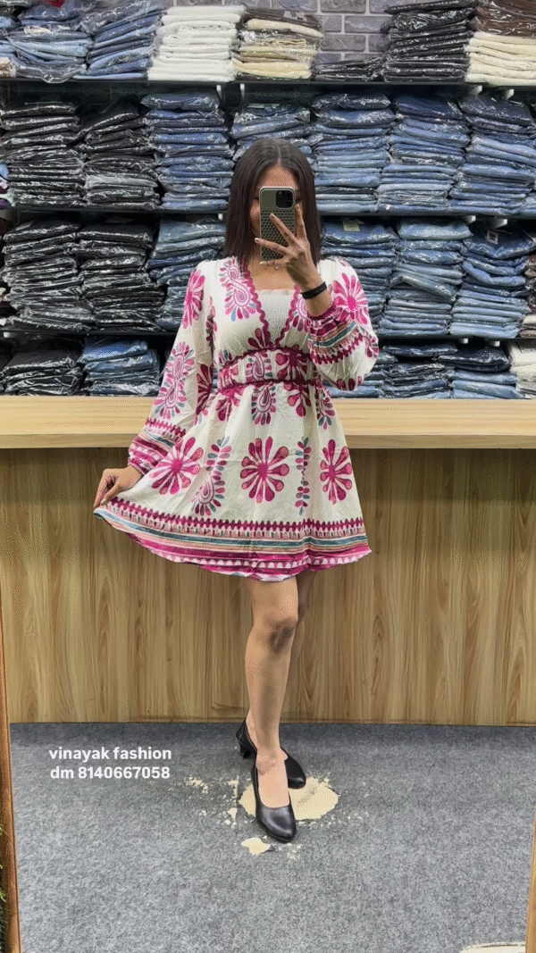 Bohemian Chic Floral Print Mini Dress - Image 4