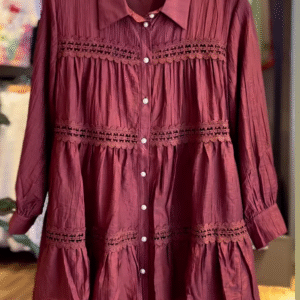 Elegant Maroon Co-ord Set with Delicate Lace Details - Stylish Women's Top and Bottoms