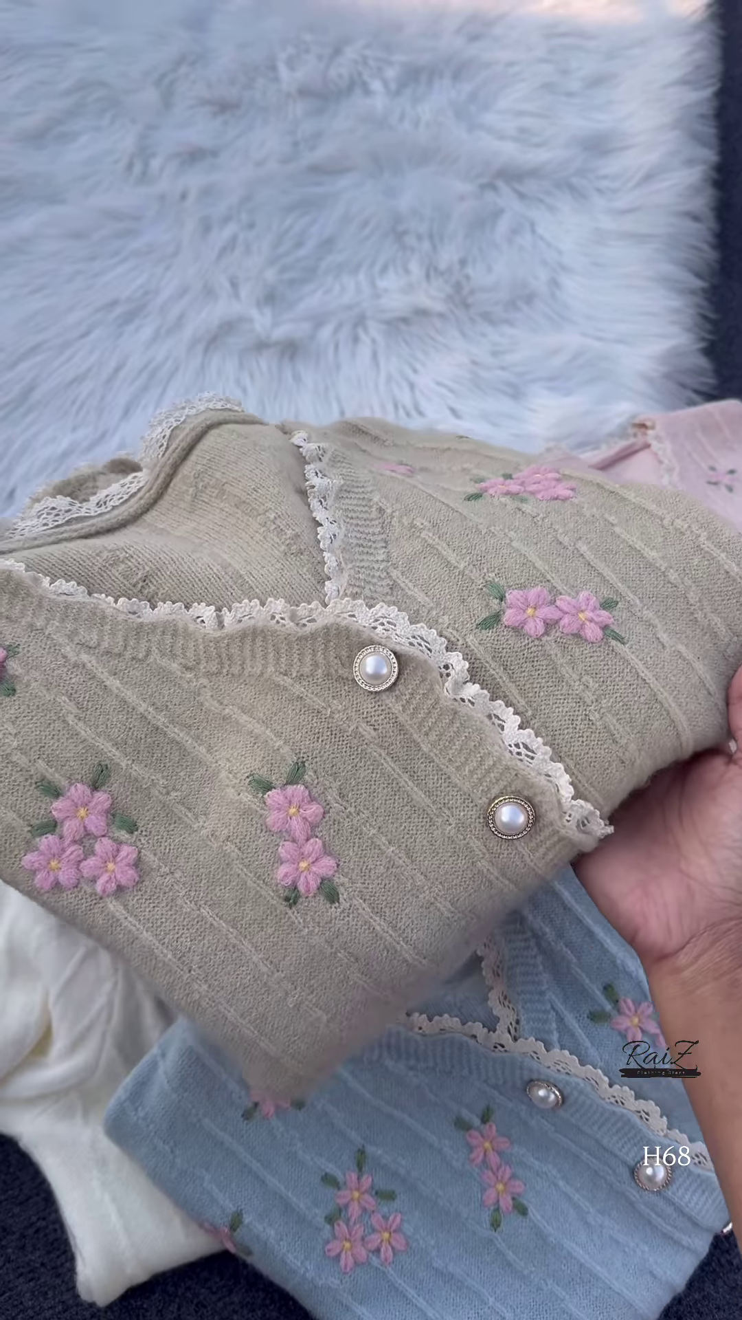 Lace-Trimmed Floral Embroidered Cardigans 🌷 Available in Pink, White & Brown - Image 5