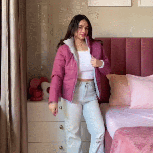 Reversible Jacket 🧥 Pink & Grey – Dual-Sided Winterwear for Style Flexibility