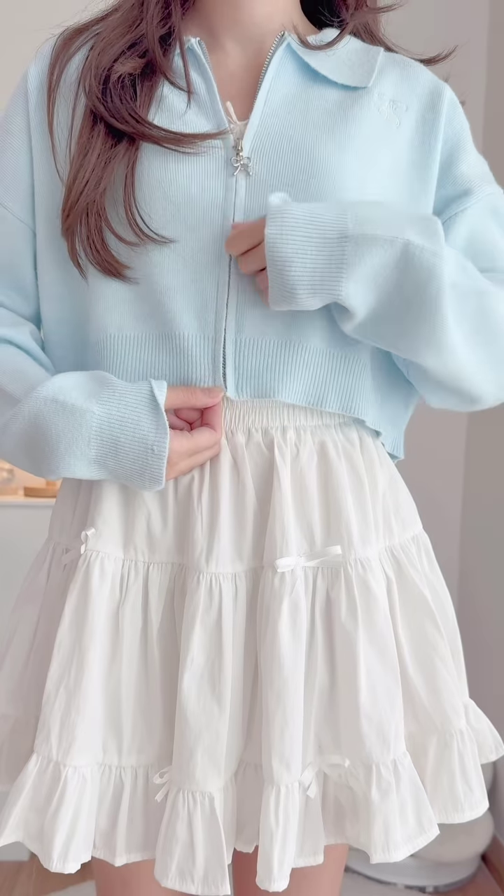 Pastel Knitwear Collection π§Άπ With Bow Buttons, Zip Charm & Ribbed Texture β Purple, Blue & Pink Variants - Image 5