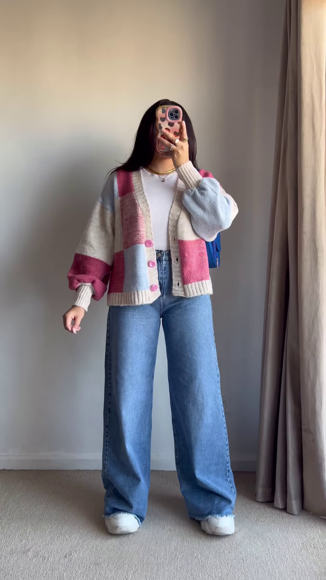 Color-Block Pastel Cardigans 🧥🎨 – Soft Knit Layers in Pink-Blue, Purple-Beige & Orange-Mustard Variants - Image 3