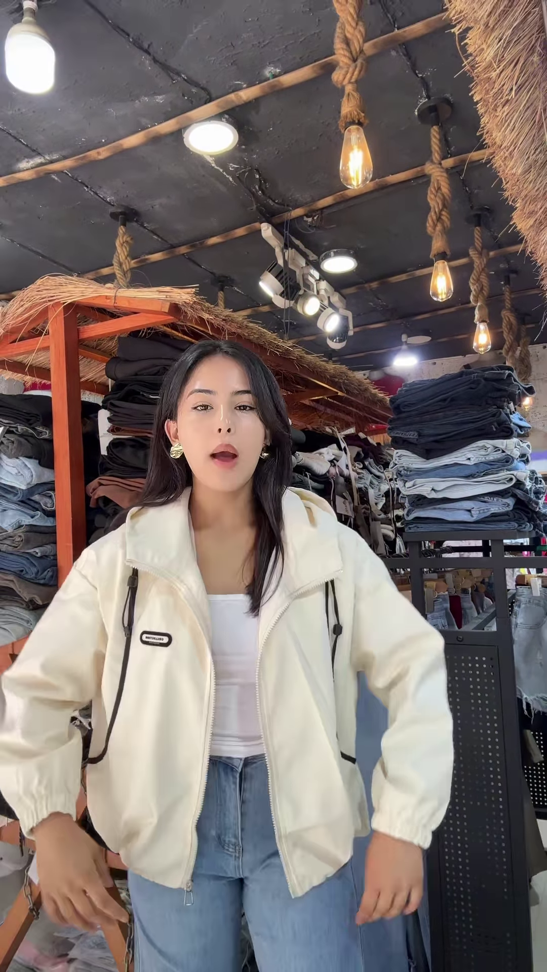 Women's Casual Zip-Up Jackets 🧥✨ – Yellow, White & Maroon Variants Styled in Rustic Store Setting - Image 3