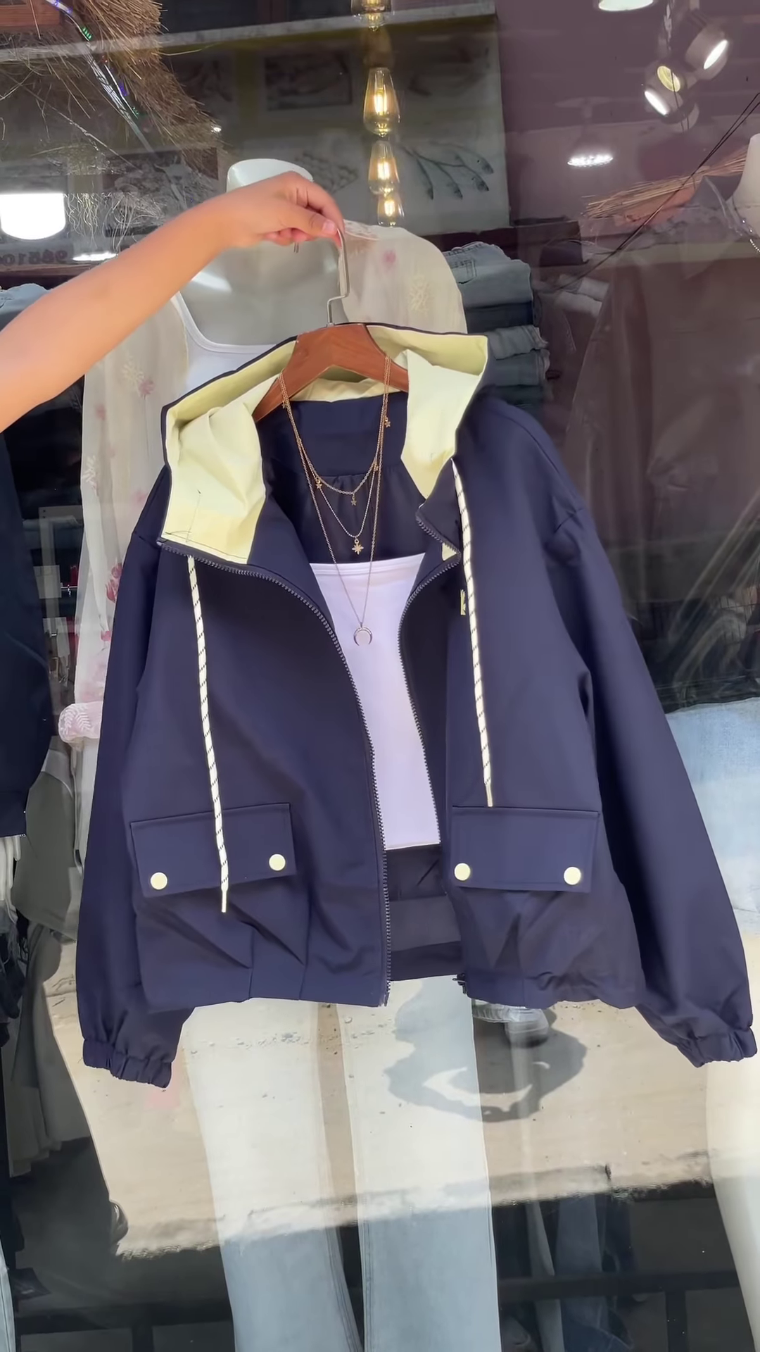 Contrast-Hood Zip-Up Jackets π§₯π¨ β Navy, Red & White Variants with Layered Styling - Image 2