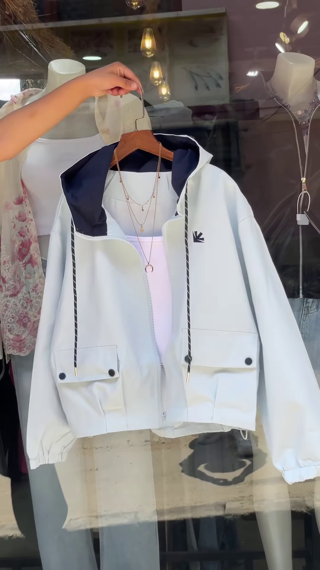 Contrast-Hood Zip-Up Jackets π§₯π¨ β Navy, Red & White Variants with Layered Styling - Image 4