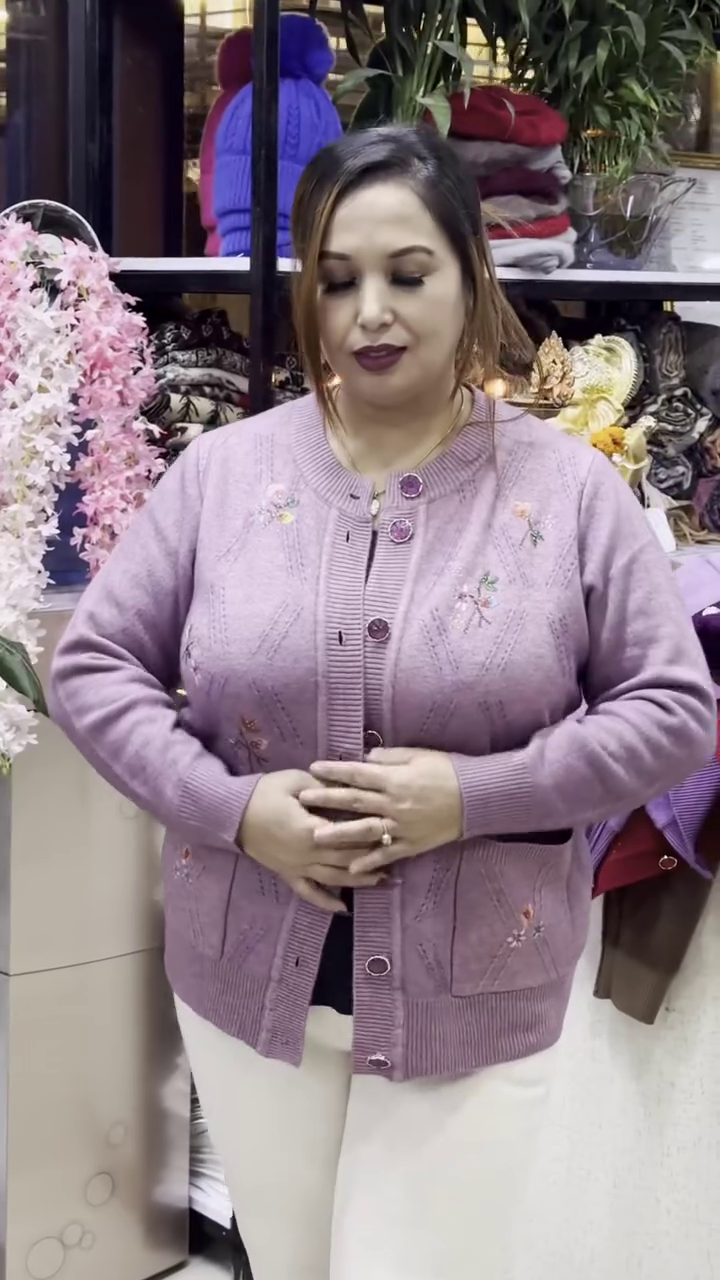 Floral Embroidered Knit Cardigans πΈπ§₯ β Available in Beige, Red & Lavender Variants with Pocket & Button Detailing - Image 3