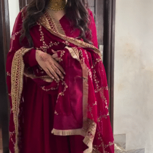 Regal Maroon Embroidered Anarkali Suit