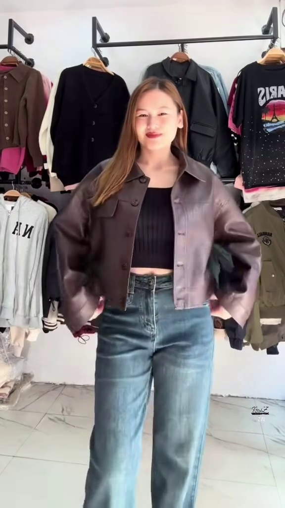 Black Faux Leather Cropped Jacket