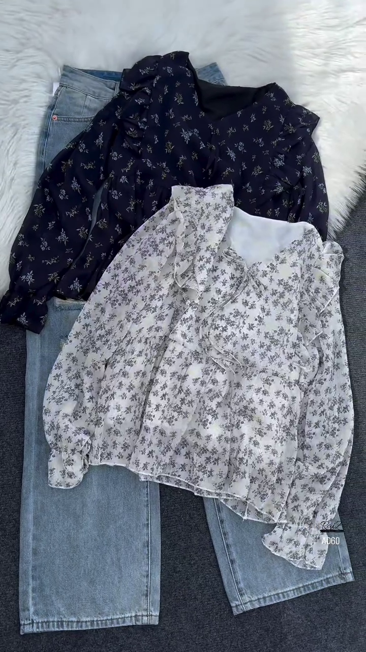 Floral Ruffled Chiffon Blouse