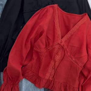 Lace Trim V-Neck Blouse