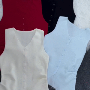 Classic Button-Front Sleeveless Top