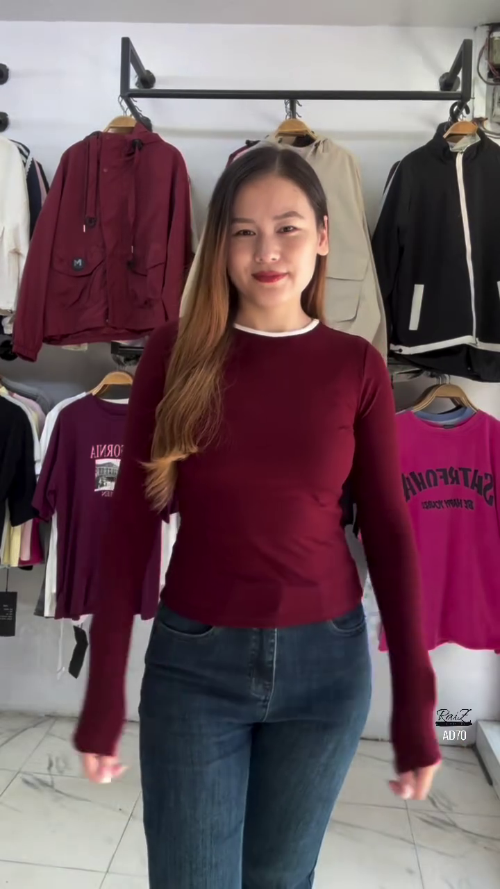 Classic Brown Long Sleeve Fitted Top - Image 2