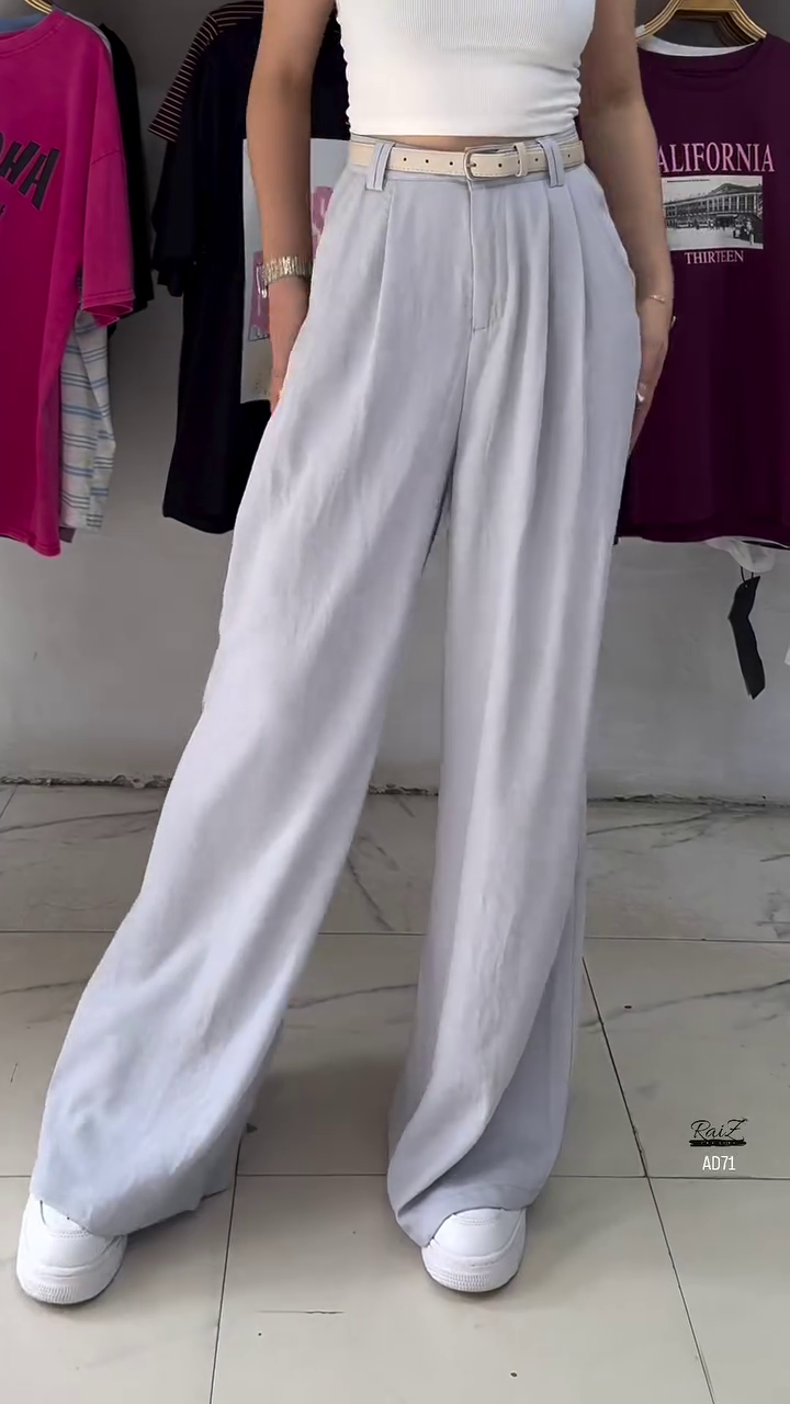 Navy Blue High-Waist Wide-Leg Pants - Image 5