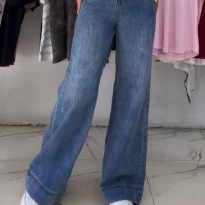 Classic High-Waist Wide-Leg Blue Jeans