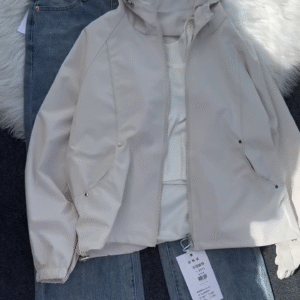 Casual Hooded Jacket & Denim Jeans Outfit Set