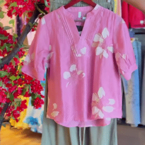 Blush Flora Blouse & Olive Flow Pants