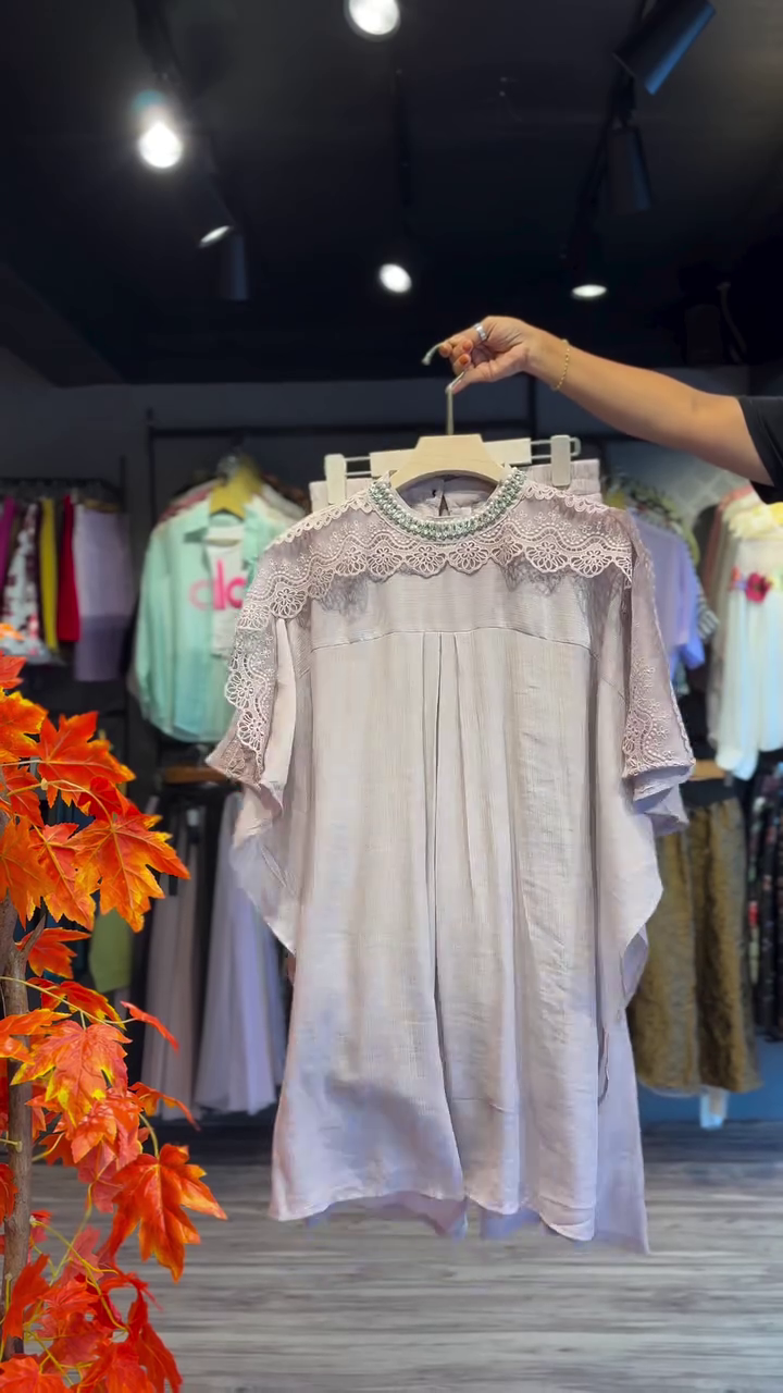 Pleated Lace Dress in Pastel Pink