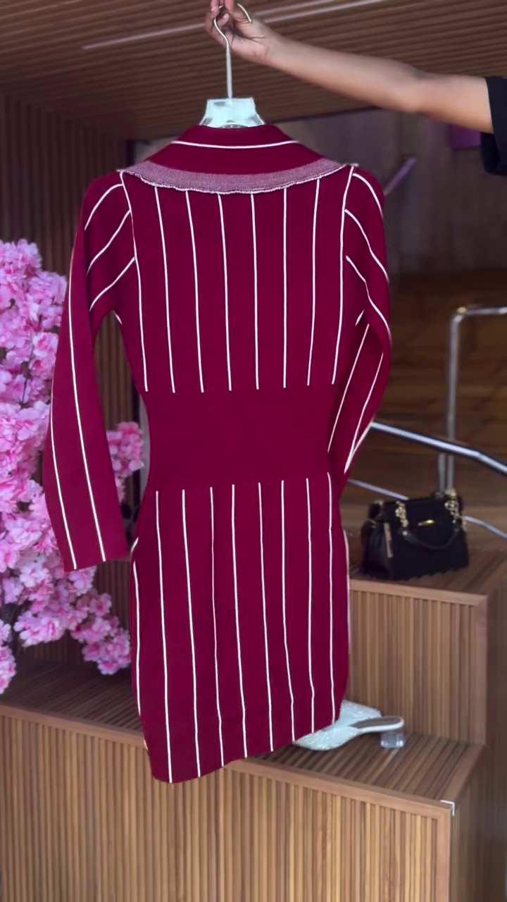 Striped Dress in Monochrome Chevron - Image 2