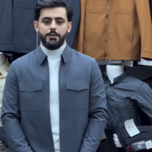 GRAY ZIP-UP UTILITY JACKET