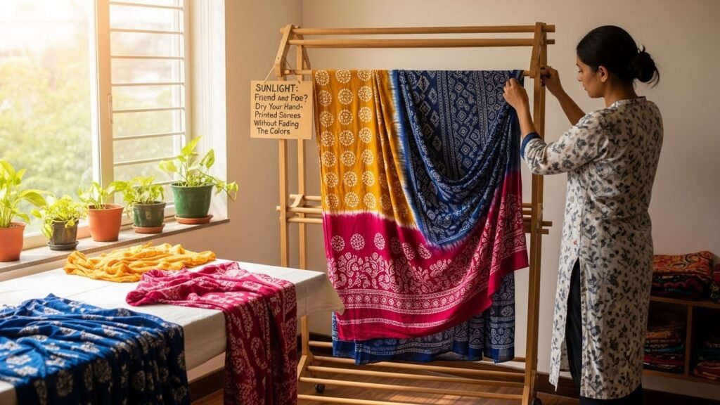 Sunlight: Friend or Foe? How to Dry Your Hand-Printed Sarees Without Fading