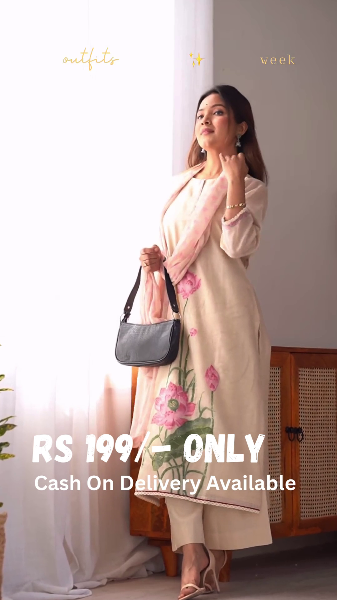 Floral Hand-Painted Kurta Set – 4 Elegant Shades